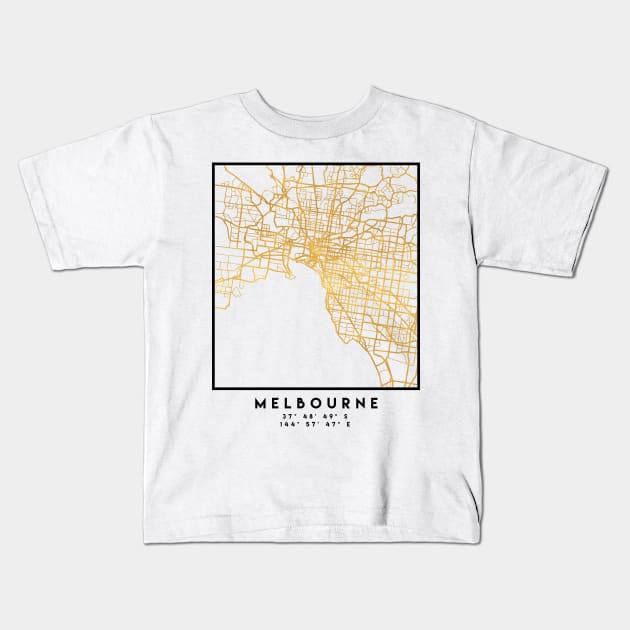 MELBOURNE AUSTRALIA CITY STREET MAP ART Kids T-Shirt by deificusArt